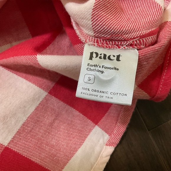 Pact Gingham Plaid Mila Flannel Button Front Red White Long Sleeve Shirt Size S - Picture 4 of 6